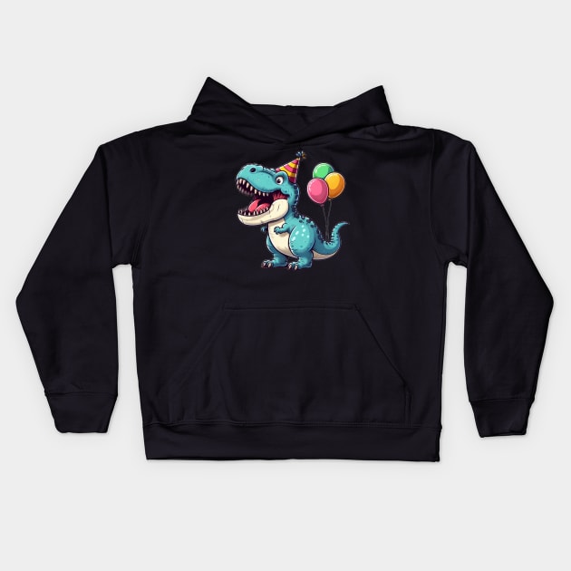 Happy Dino Birthday Kids Hoodie by HSPtees